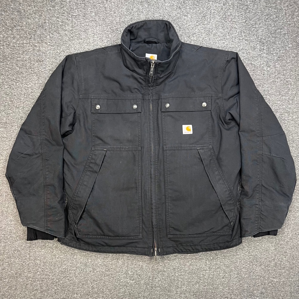 Carhartt Quick Duck Jefferson Jacket L Black Workwear Insulated Utility Grunge